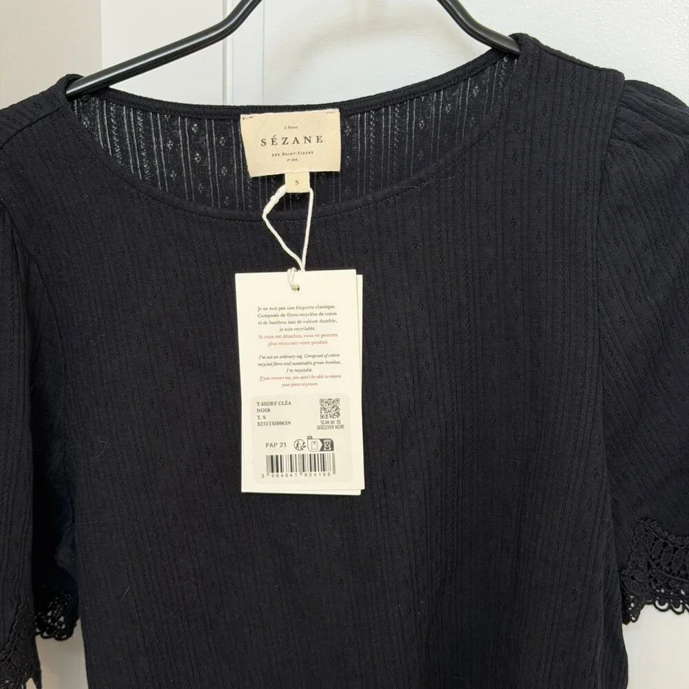 Sezane Cléa T-shirt Black - Size S - Picture 5 of 6